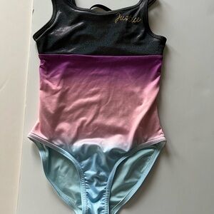 Justice Girls Ombre Dance Leotard in Black, Purple, Pink, Blue